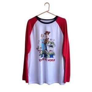 Disney Pixar Toy Story 4 T Shirt Top Raglan Sleeve Toy To the World Size L